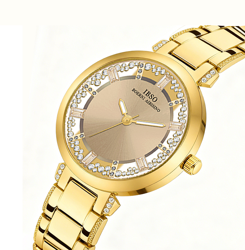 Luxury Watch With Green Dial - Luxury Brand Women Watches Golden Steel
