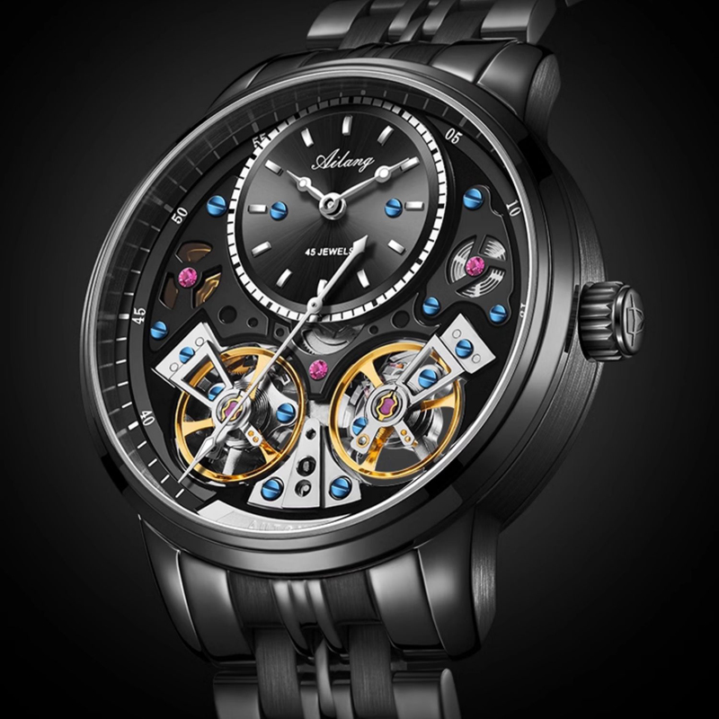 Luxury Watch With Rubber Strap - AILANG Brand New Luxury Double Tourbillon