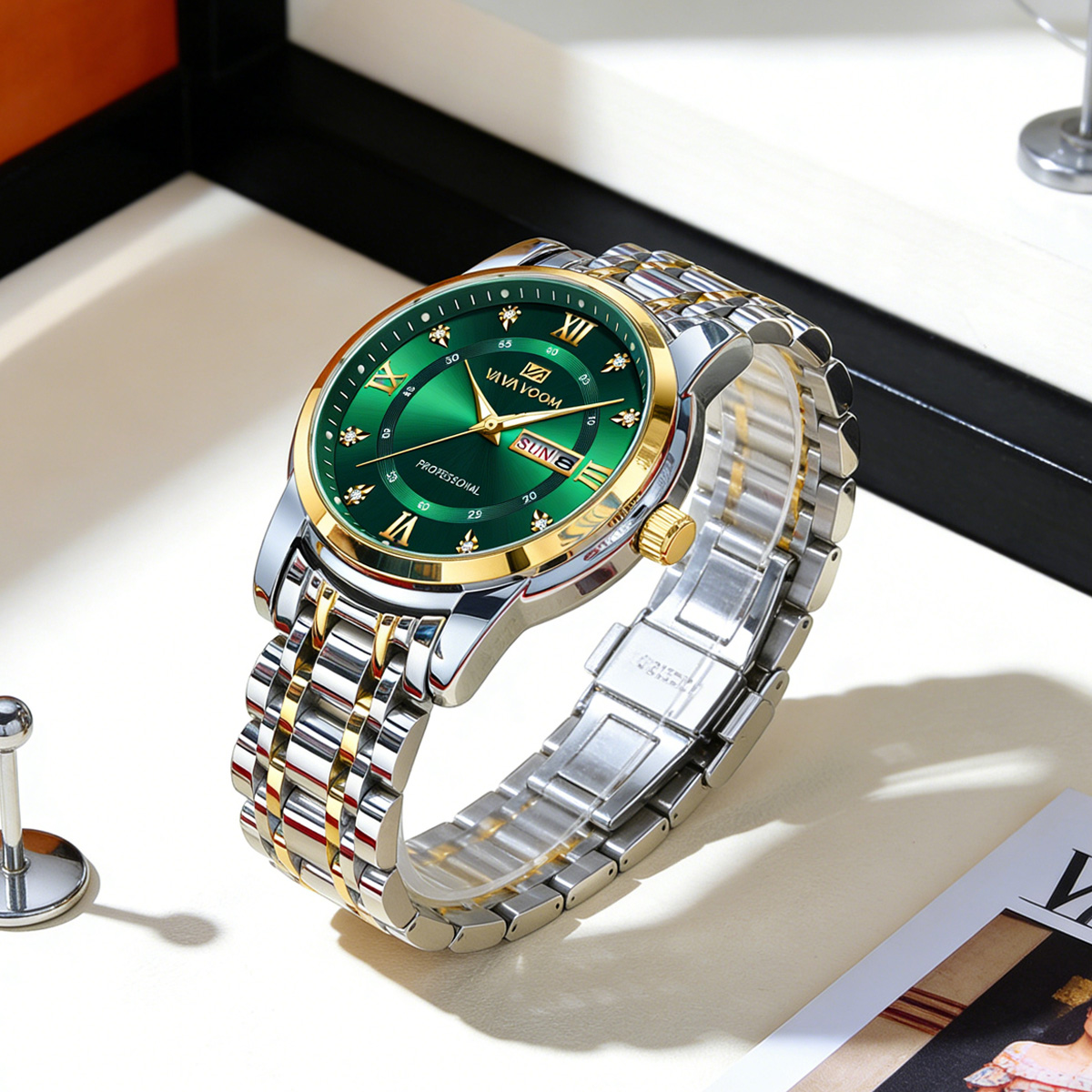 Luxury Rhinestone Gold Ring St - Luxury Watch Green Dial ulasan dan harga