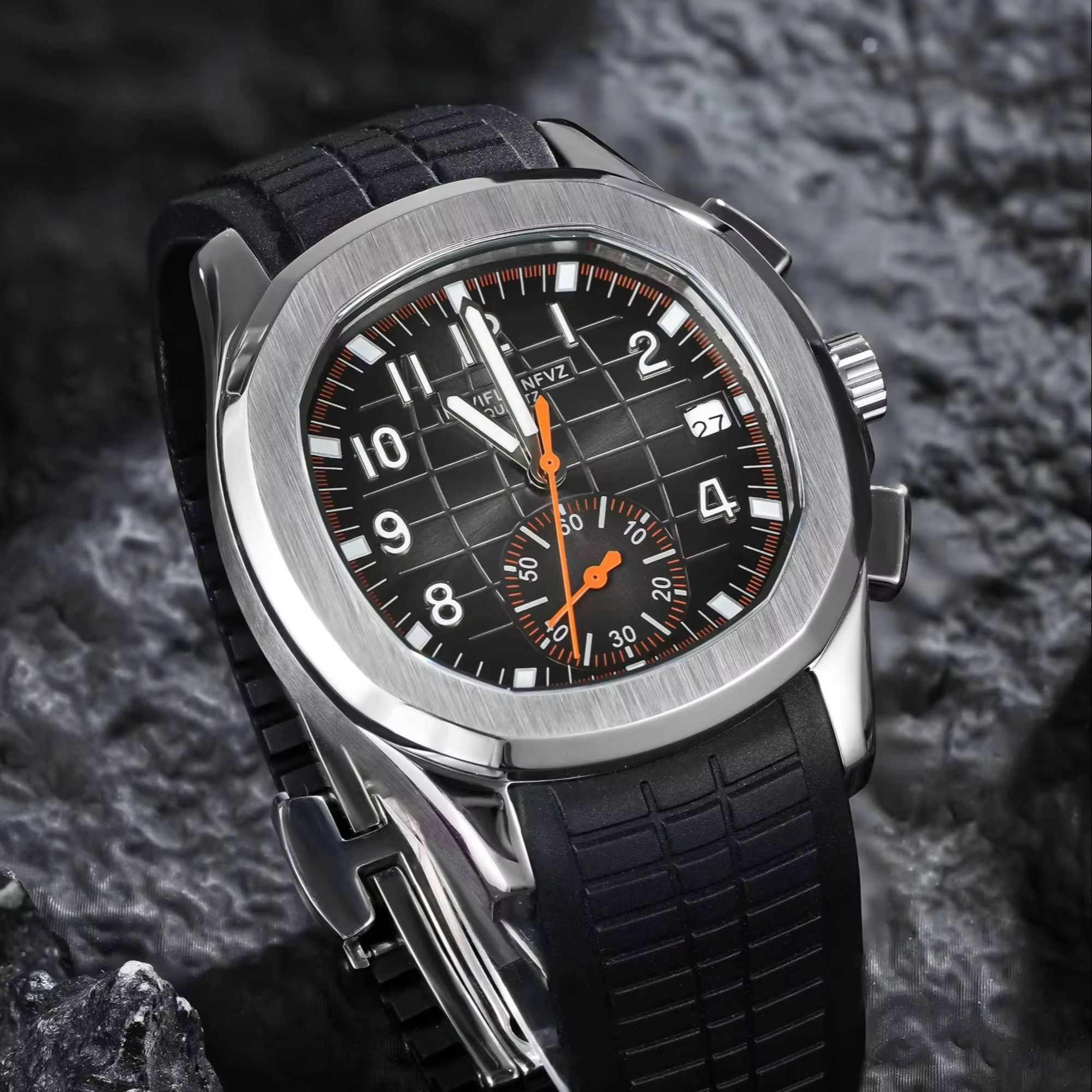 40MM Men's Luxury Watch NAVIFL - Luxury Watch With Rubber Strap ulasan dan harga