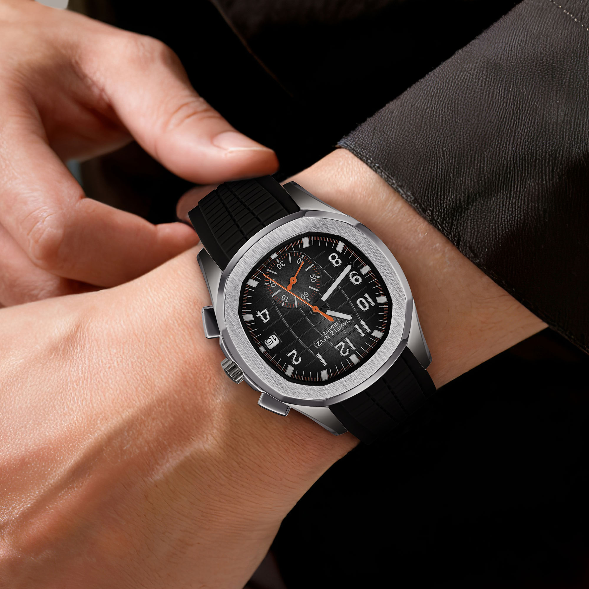 40MM Men's Luxury Watch NAVIFL - Luxury Watch With Rubber Strap ulasan dan harga
